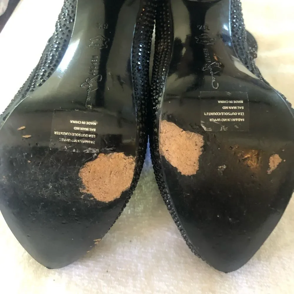 Report Signature Blk RhineStone Platform Boot 8.5
